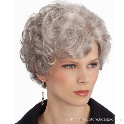 Best-selling wigs body wave hair women short silver gray wigs